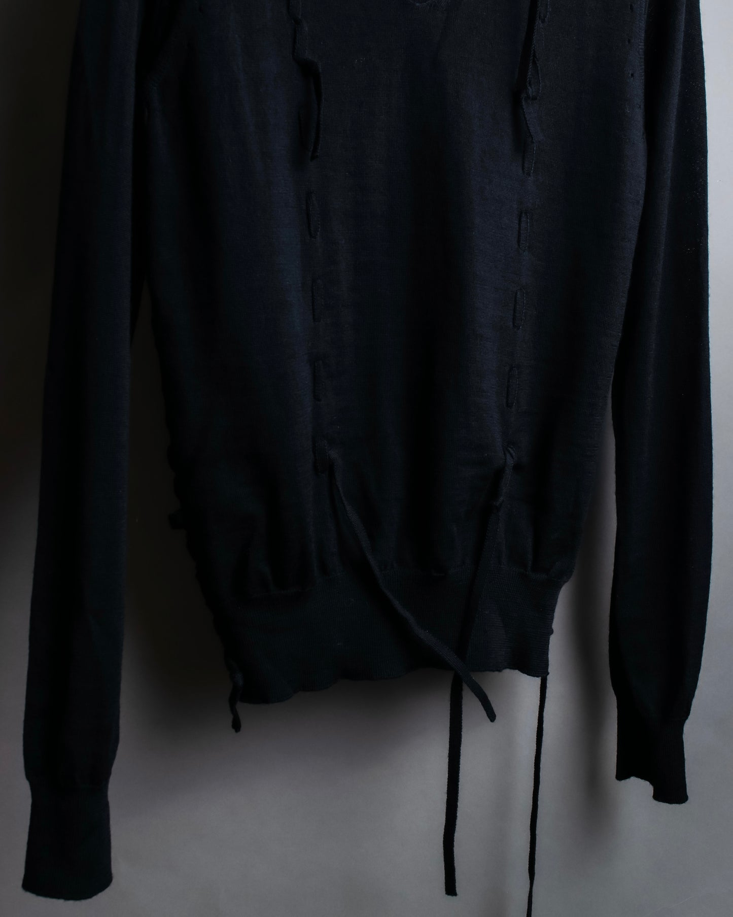 "COMME des GARCONS" Lace up design V-neck knit pullover