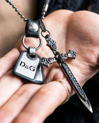"DOLCE &amp; GABBANA" Dog tag &amp; sword motif combination necklace