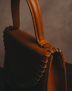 "Yves Saint Laurent" 70's-80's Cognac leather top handle bag
