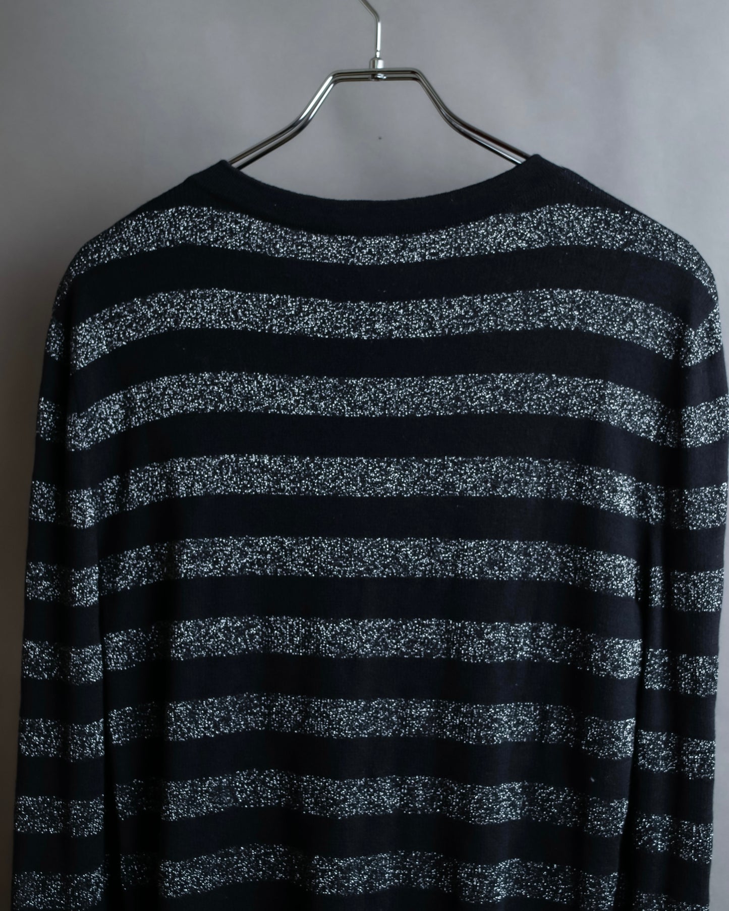 "Saint Laurent Paris" Glittery border pattern relaxed knit