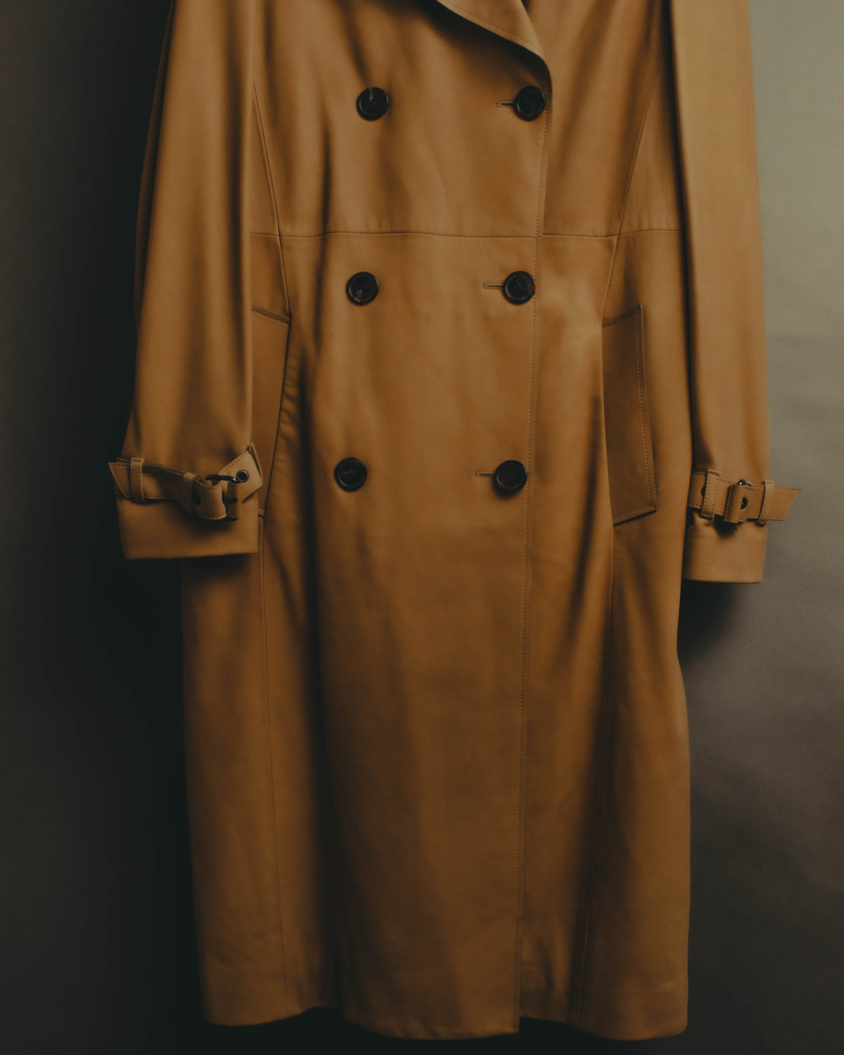 –SPECIAL– “Maison Martin Margiela” 2012AW Leather trench coat with Line 4 printed lining