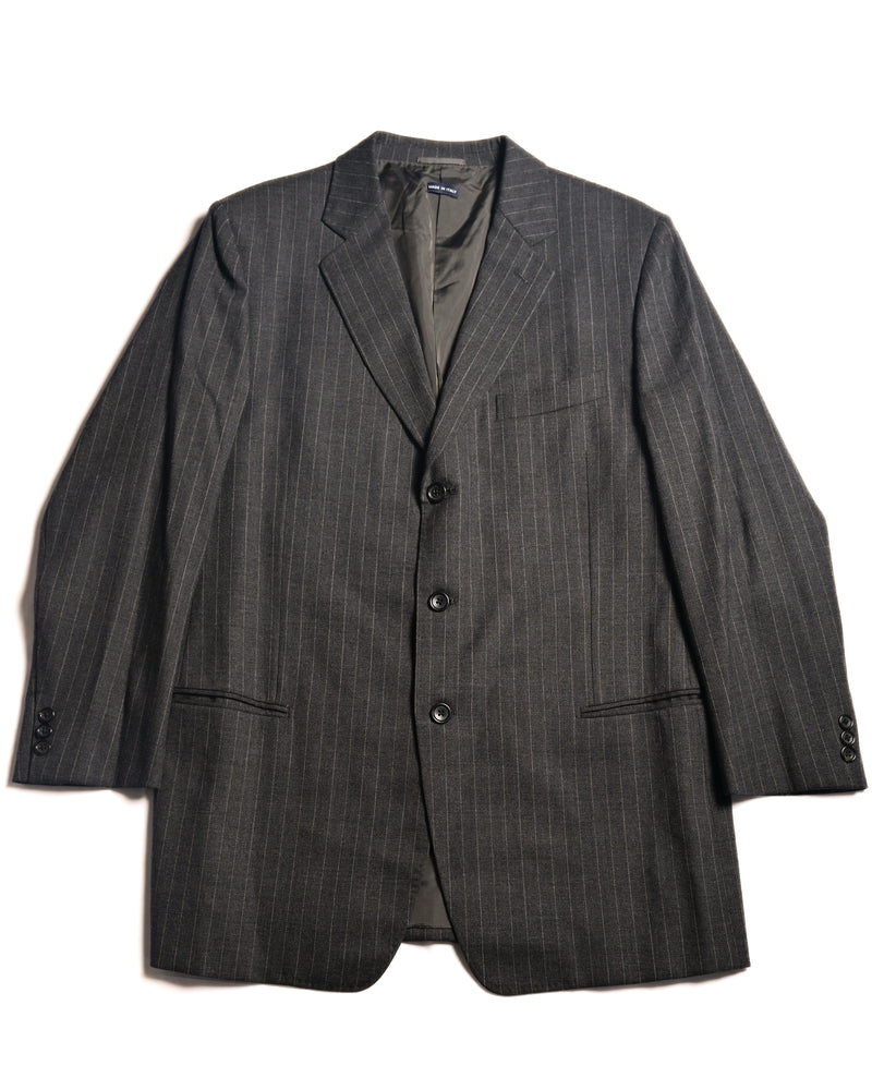 GIORGIO ARMANI/ Oversized Stripe Single Breasted 3B Tailored Jacket Gray