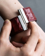 "HERMES" Deutch processing wide leather bracelet