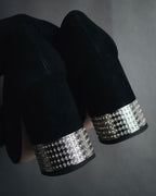 "miu miu" 2010s Jewel heel suede bow pumps