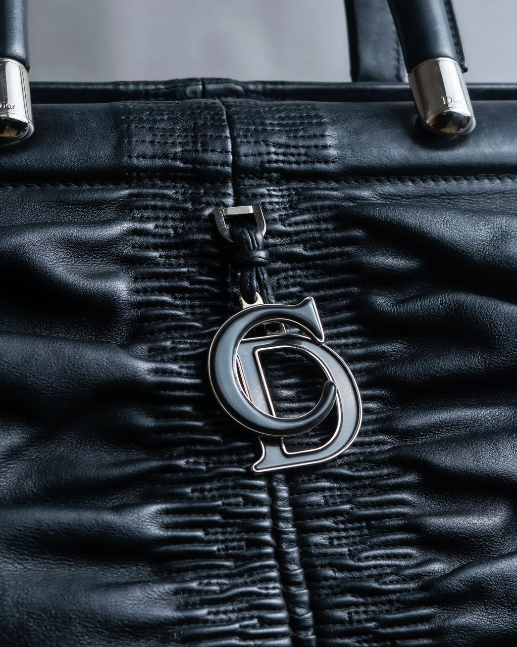 "Christian Dior" Karenina gathered design leather handbag