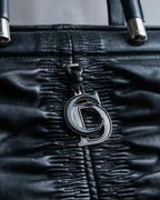 "Christian Dior" Karenina gathered design leather handbag