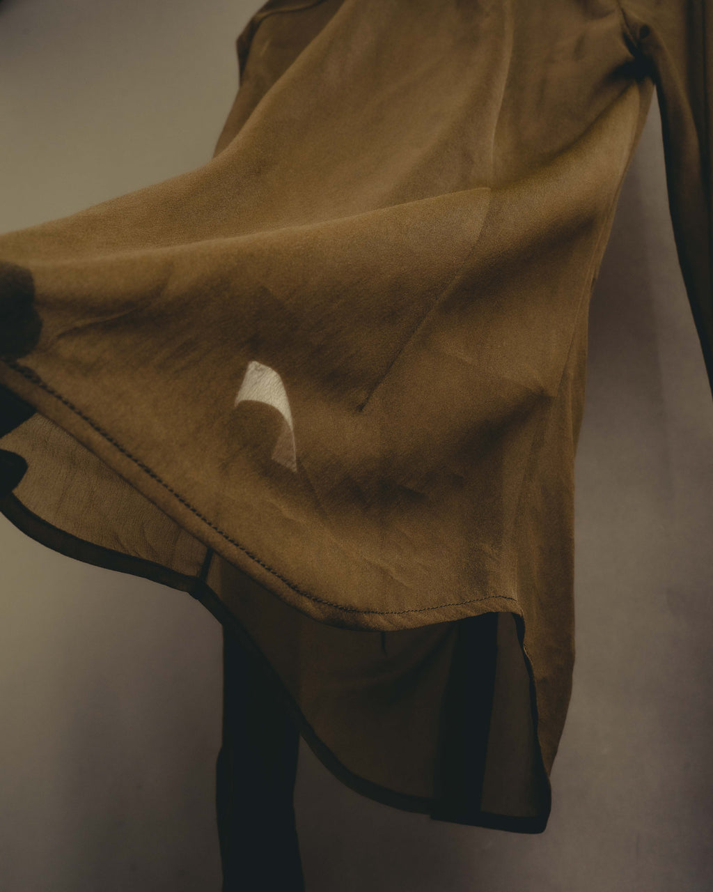 -SPECIAL- “Dries Van Noten” 20’s Sheer brown tailored long sleeve shirt