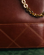 “Salvatore Ferragamo” 80’s-90’s Quilted leather chain shoulder bag