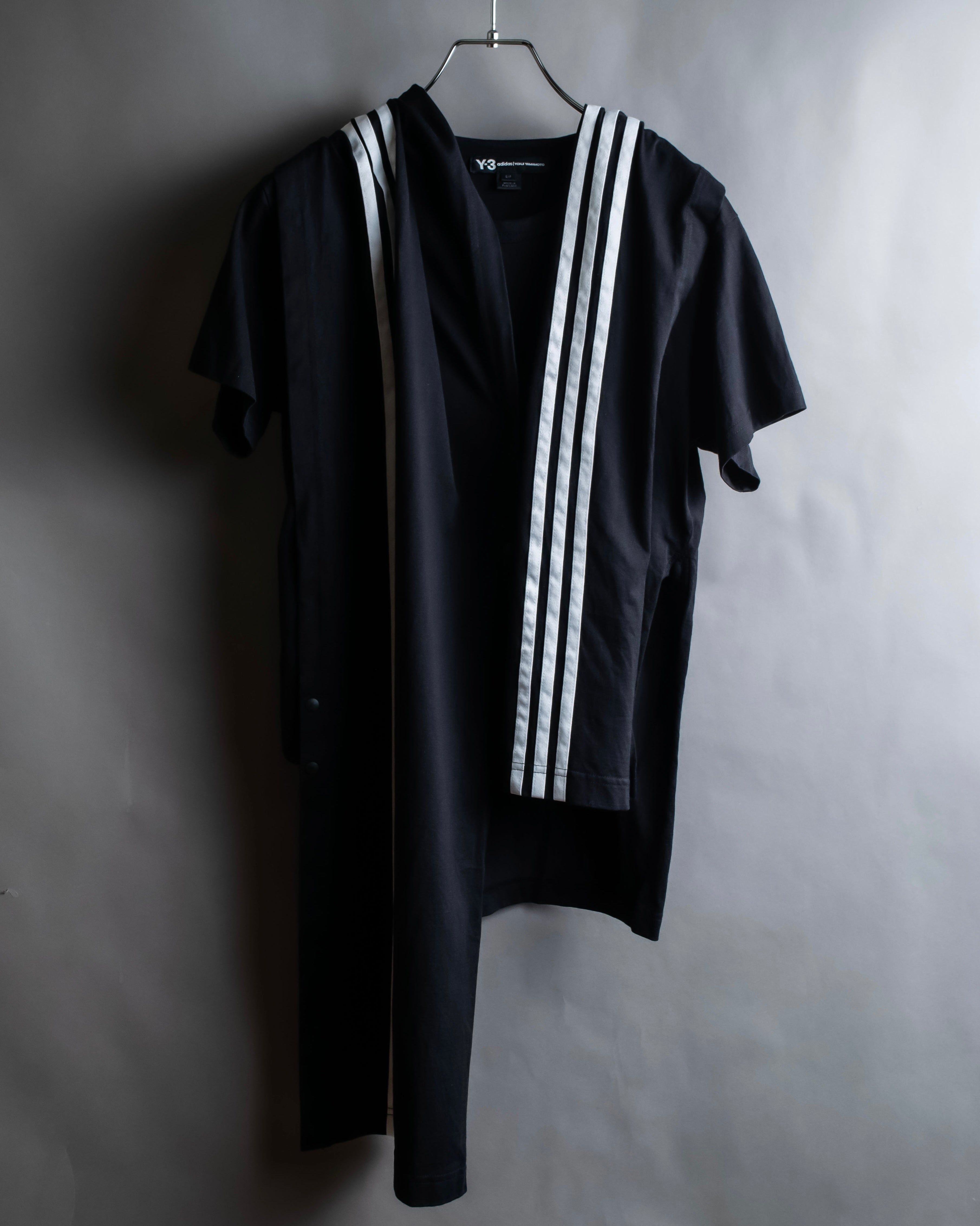 "Y-3" Asymmetrical three-stripes wrap dress