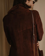 -SPECIAL- "GUCCI" 70’s Suede leather round collar coat