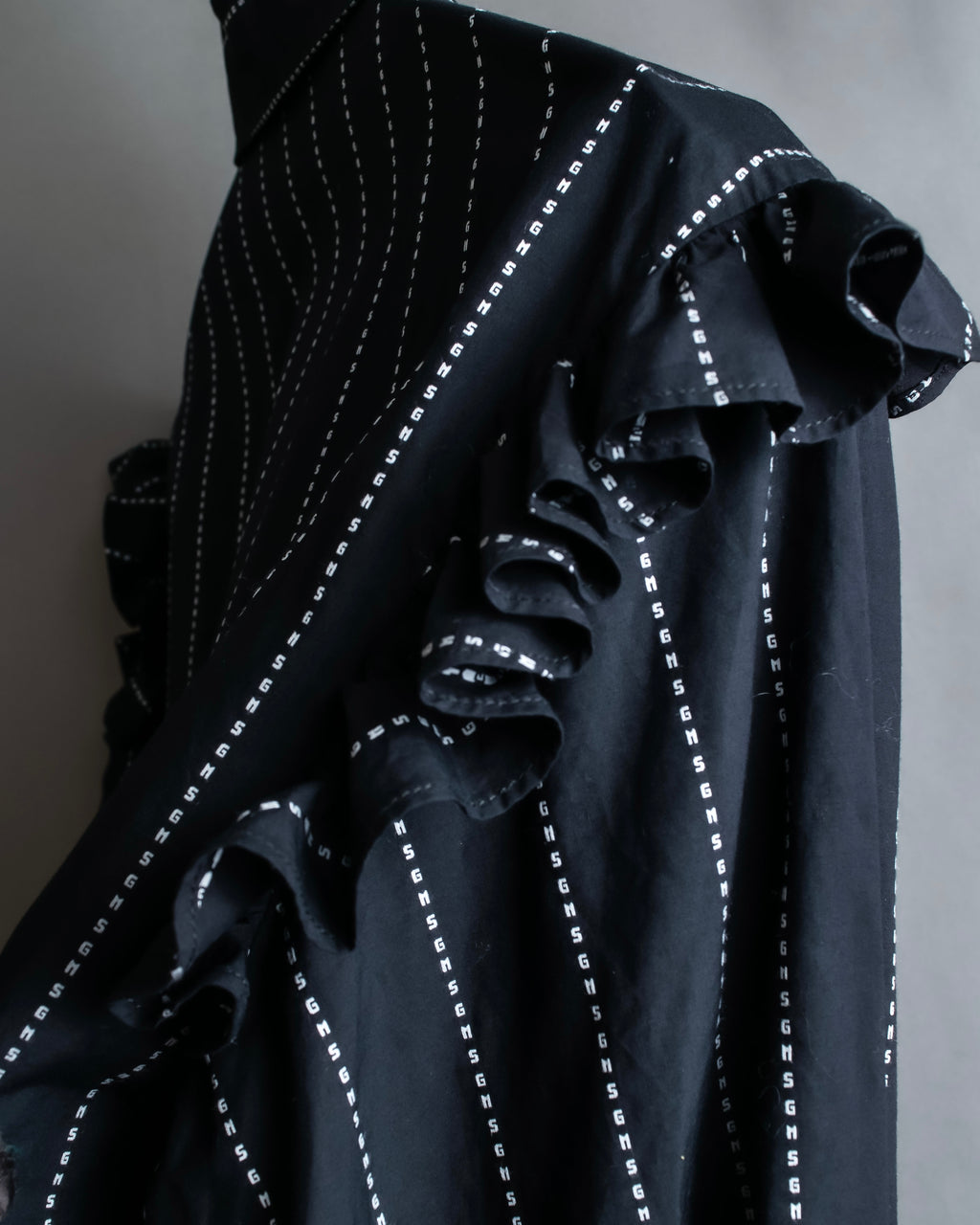 "MSGM" Frill design logo pinstripe pattern shirt