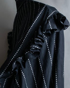 "MSGM" Frill design logo pinstripe pattern shirt