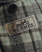 -SPECIAL- "Hermès" 10's Textured linen blend check blazer