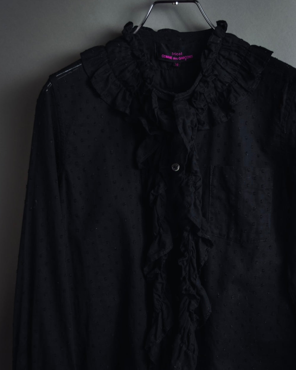"tricot COMME des GARCONS"  80's Tiered ruffle design, dotted sheer blouse