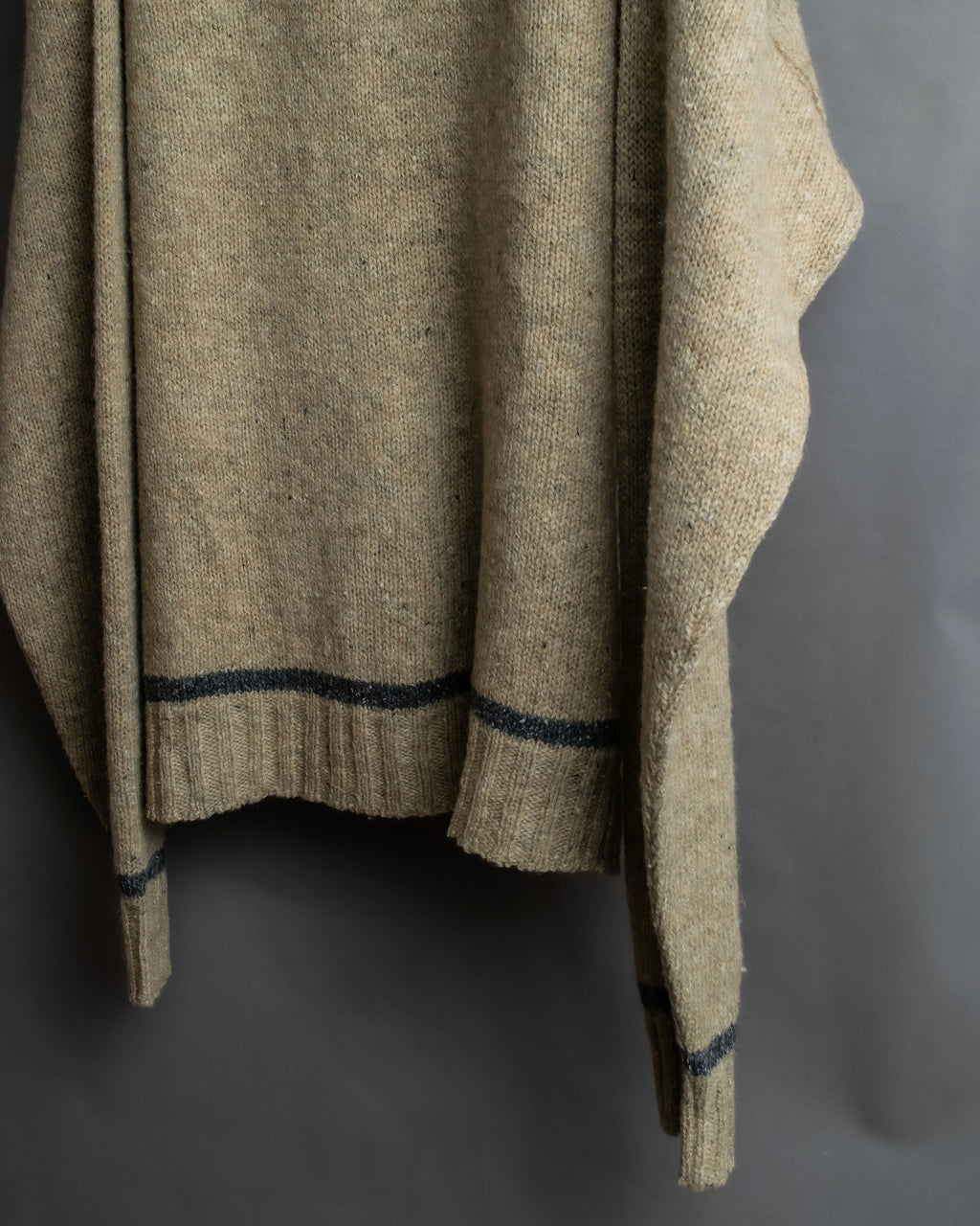 "Vintage oversized ribbed V-neck knit pullover"