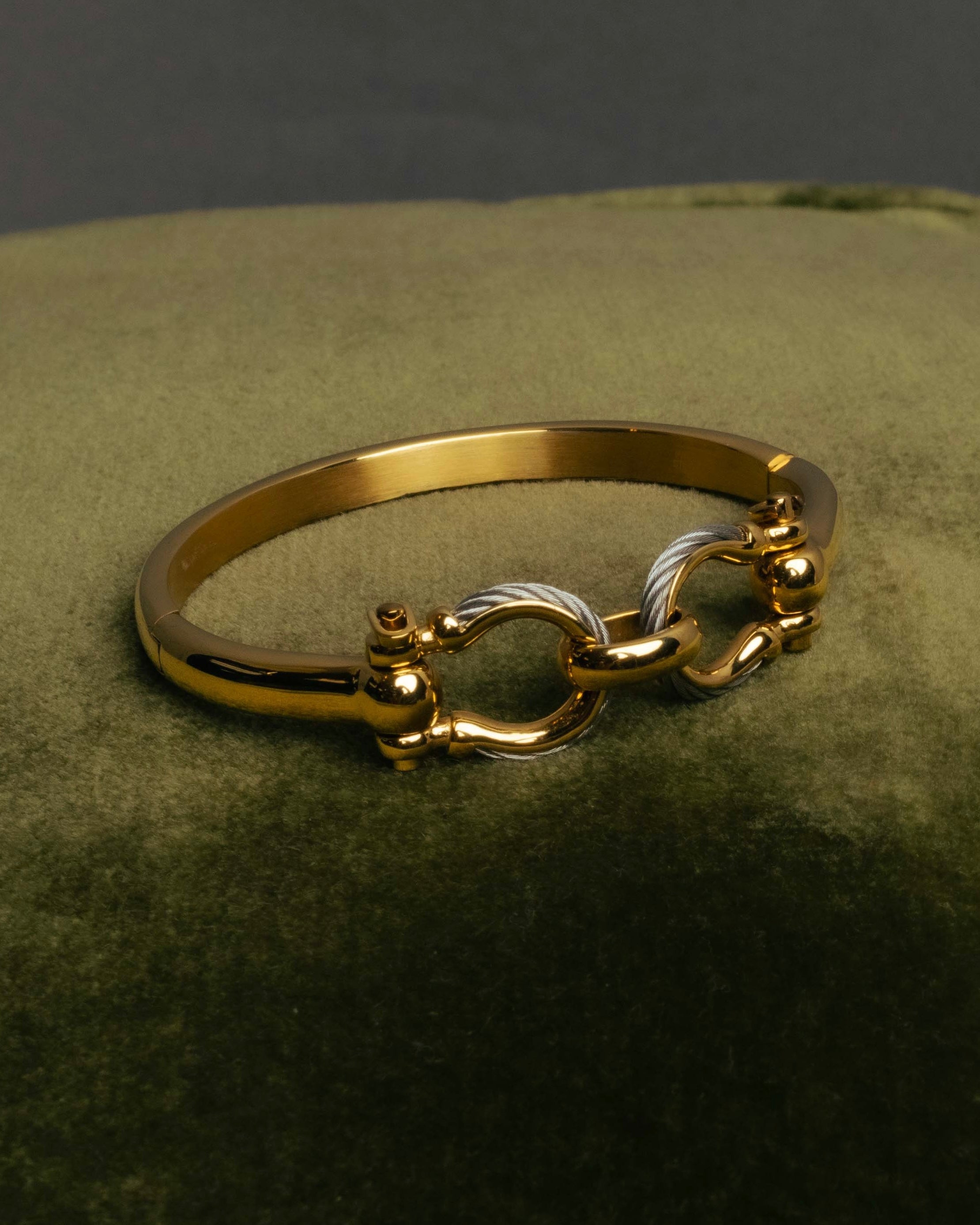 "CHARRIOL" 90's-00's Vintage PVD gold and steel cable link bangle
