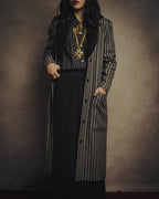 -SPECIAL- “GUCCI” 80’s-90’s Textured striped shawl collar long coat