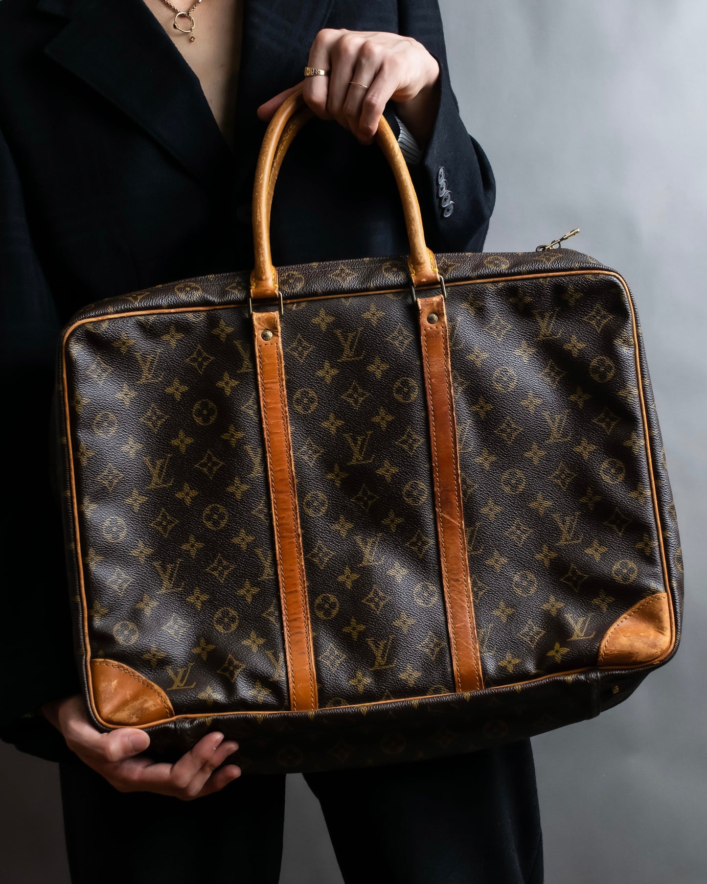 "LOUIS VUITTON" Porto document voyage monogram pattern boston bag