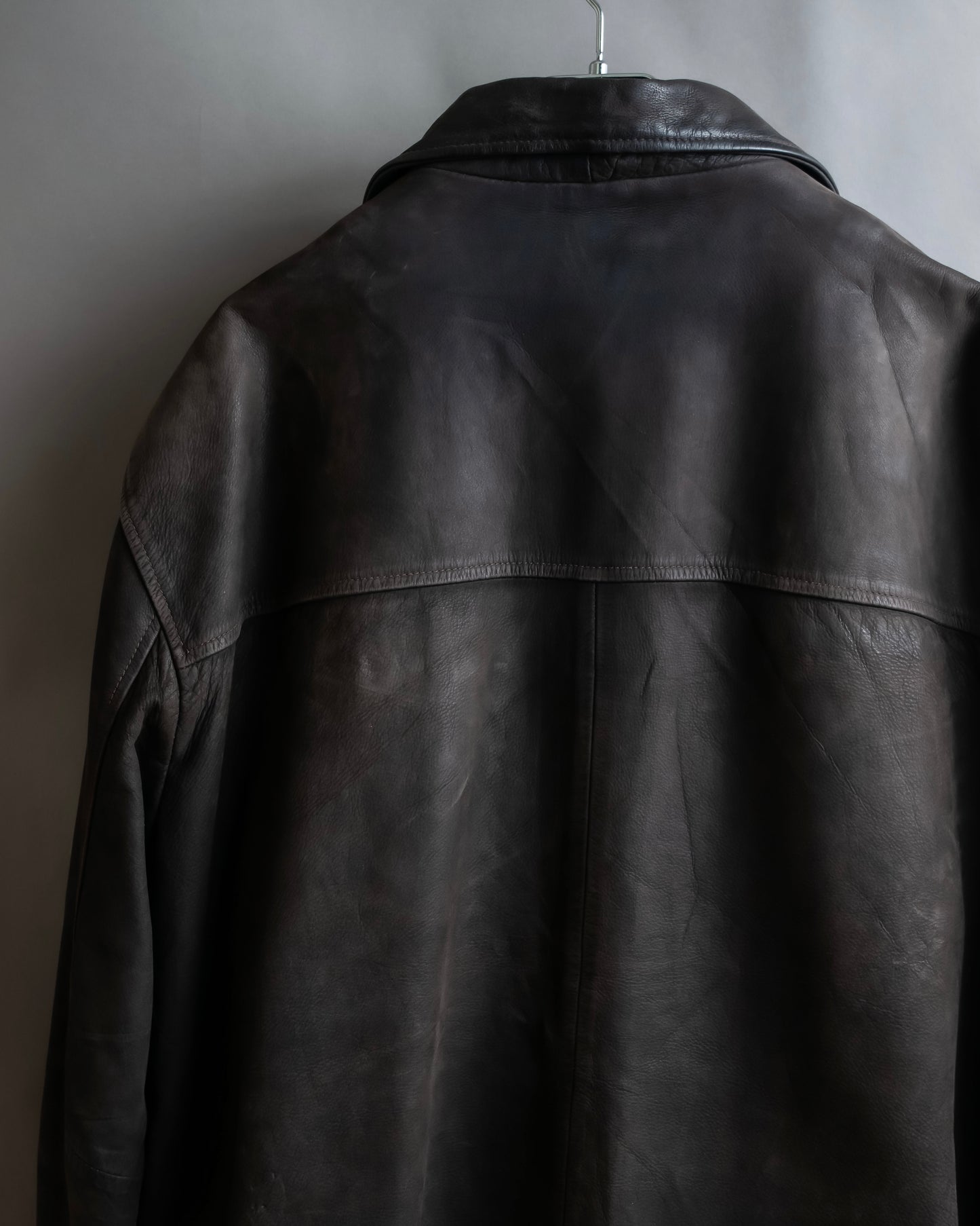 "Vintage oversized zip up leather jacket"