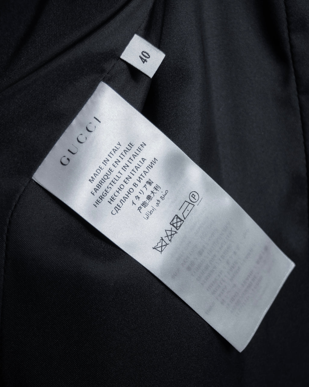 "GUCCI" Michele period solid black wool tailored coat