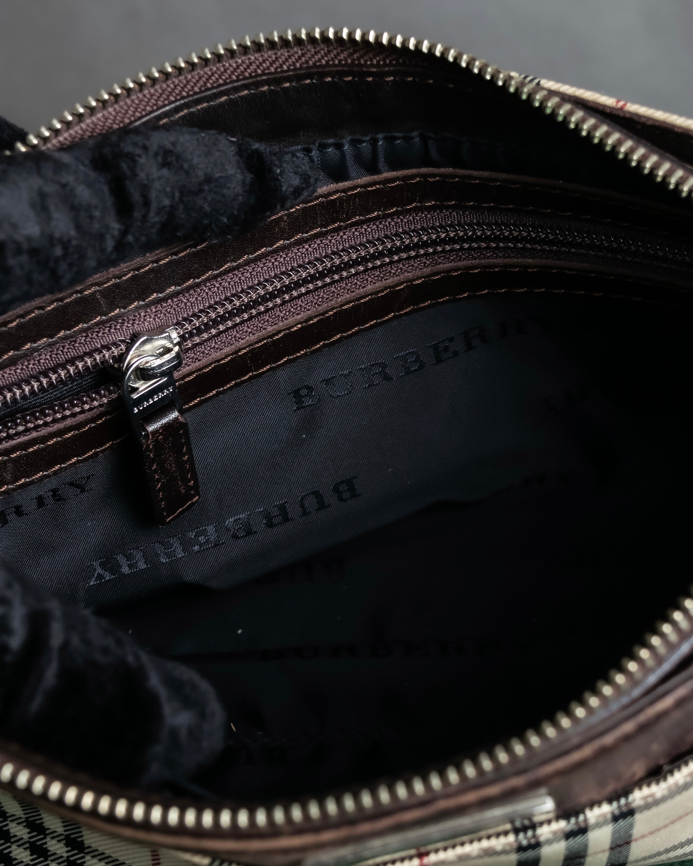 "BURBERRY" Nova check pattern leather combination shoulder bag