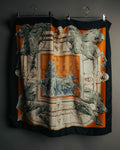 "Hermès" 90's-00's Architectural printed silk scarf
