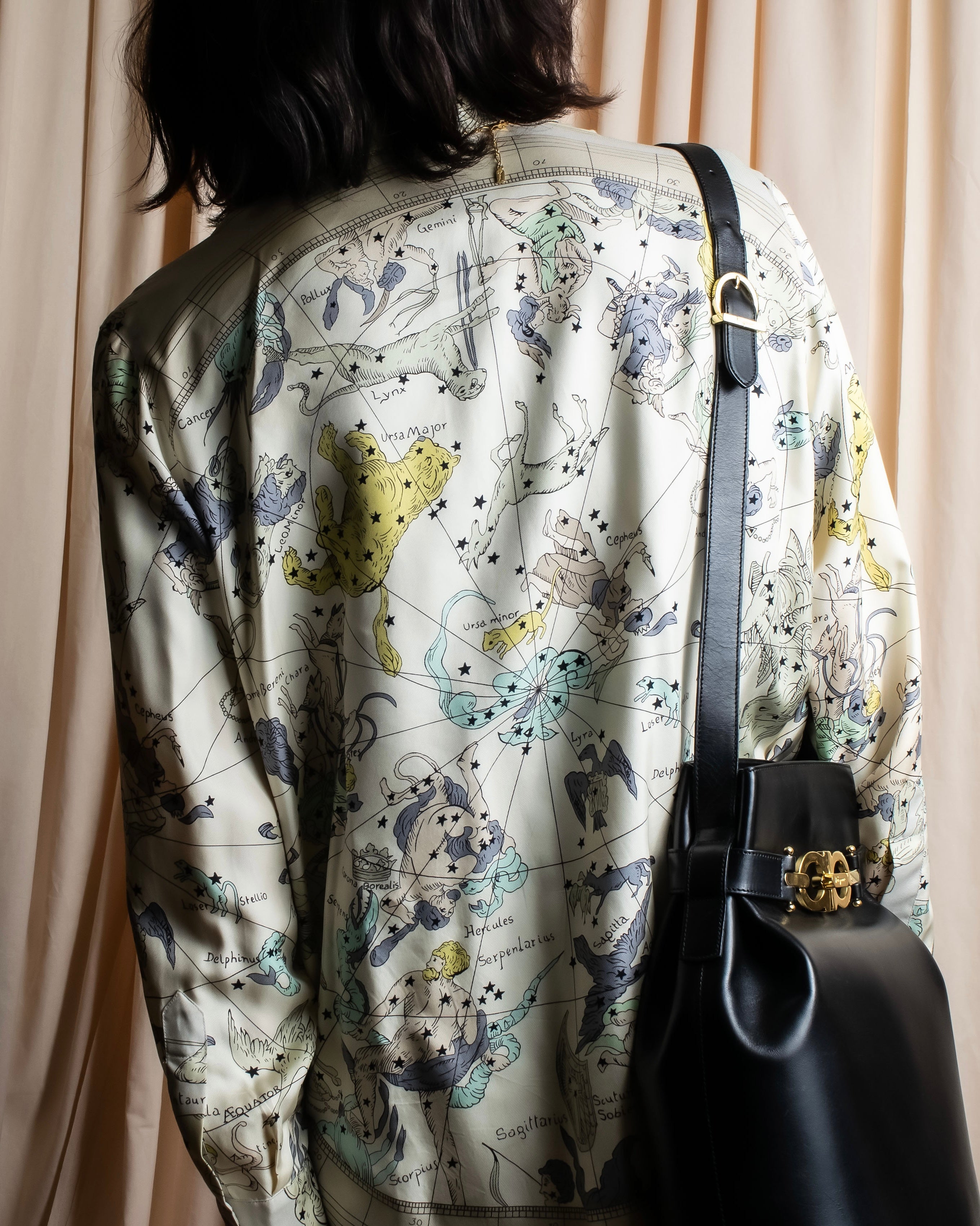 "HERMES" Margiela period Les Étoiles, Stars silk shirt