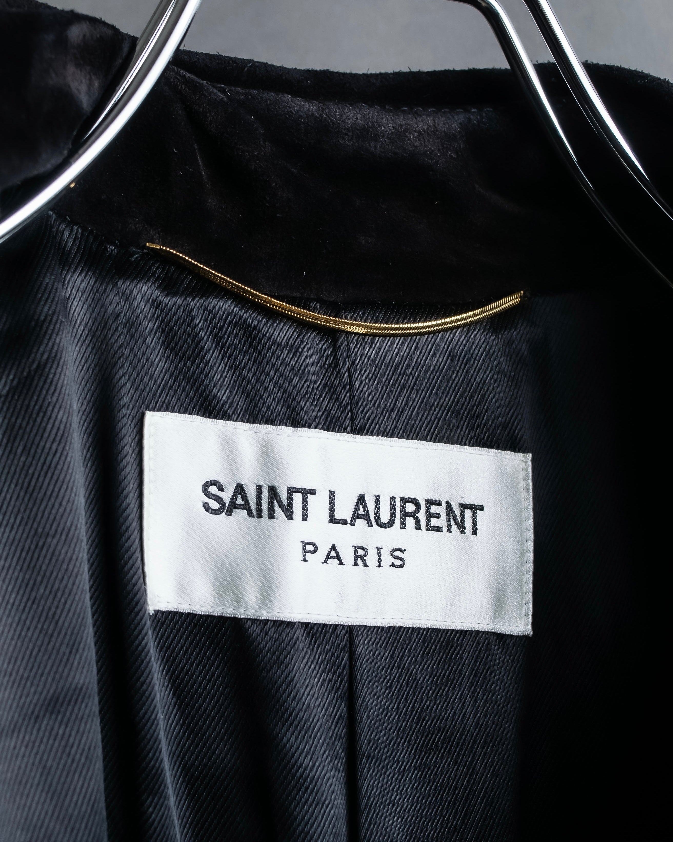 "Saint Laurent" 19AW gold studs design suede long coat
