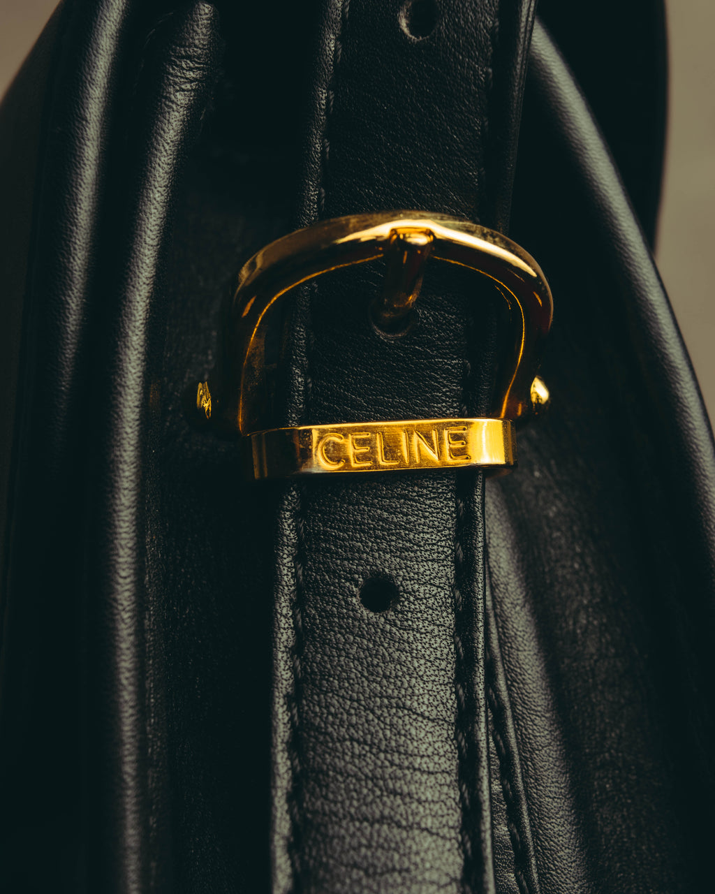 “CELINE” 90’s-00’s Ring lock leather shoulder bag