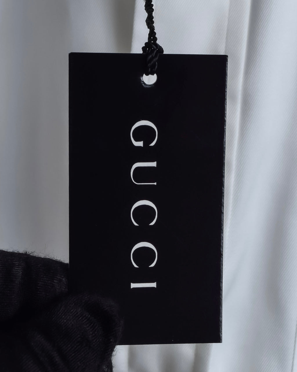 "GUCCI" Minimal collar detail white cotton shirt