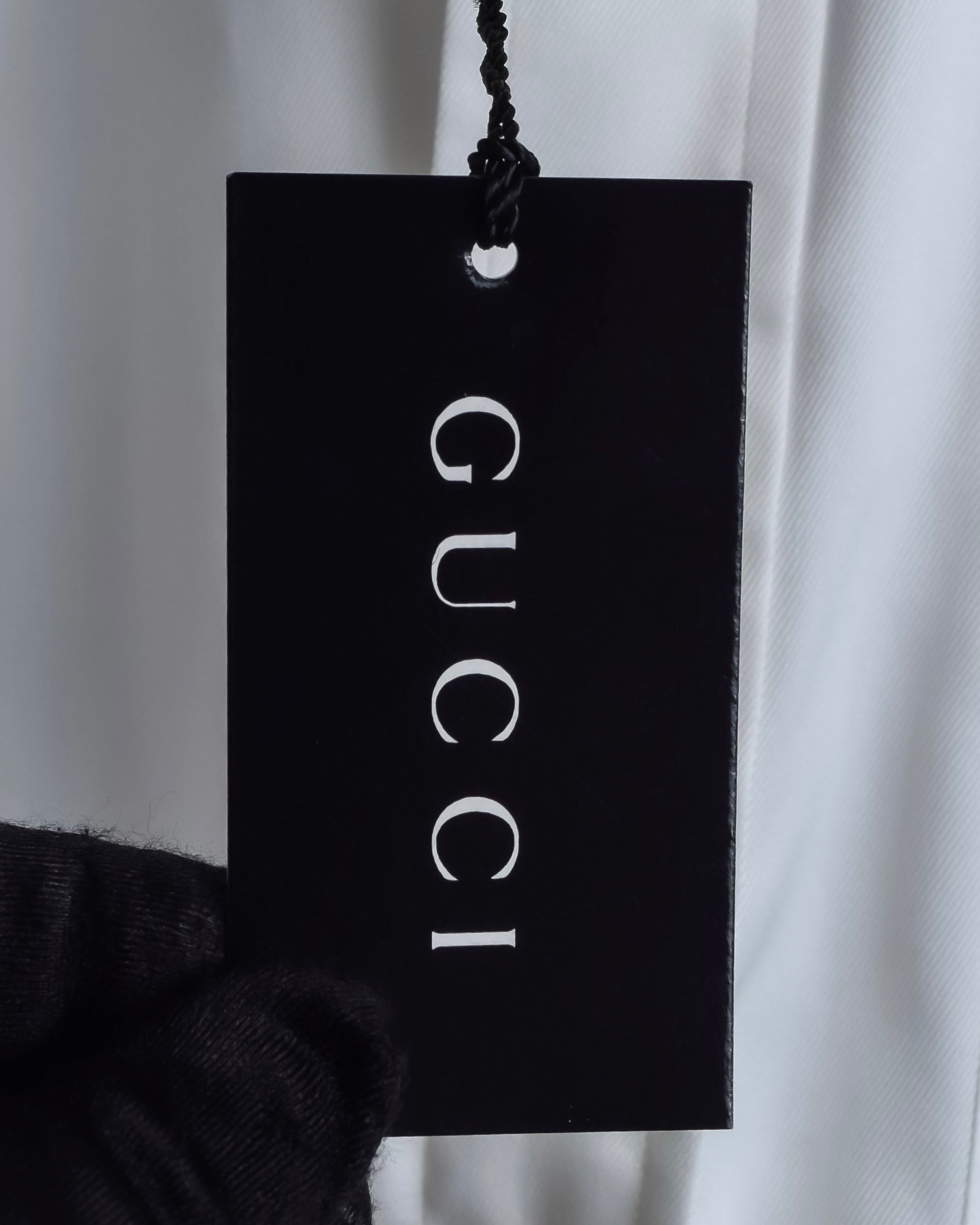 "GUCCI" Minimal collar detail white cotton shirt