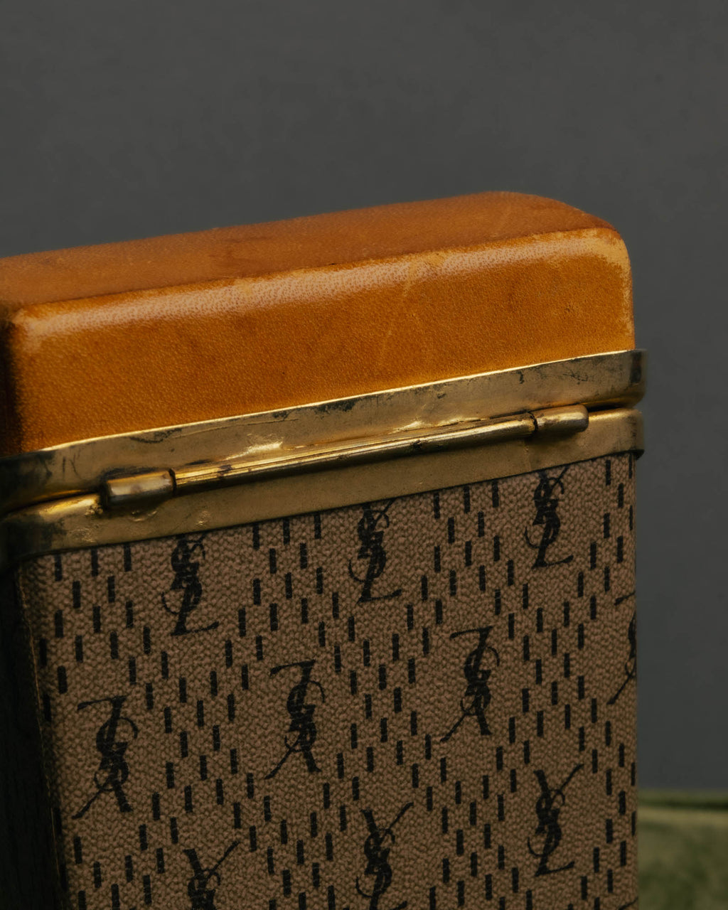 "Yves Saint Laurent" 70's-80's Vintage monogram canvas leather cigarette case