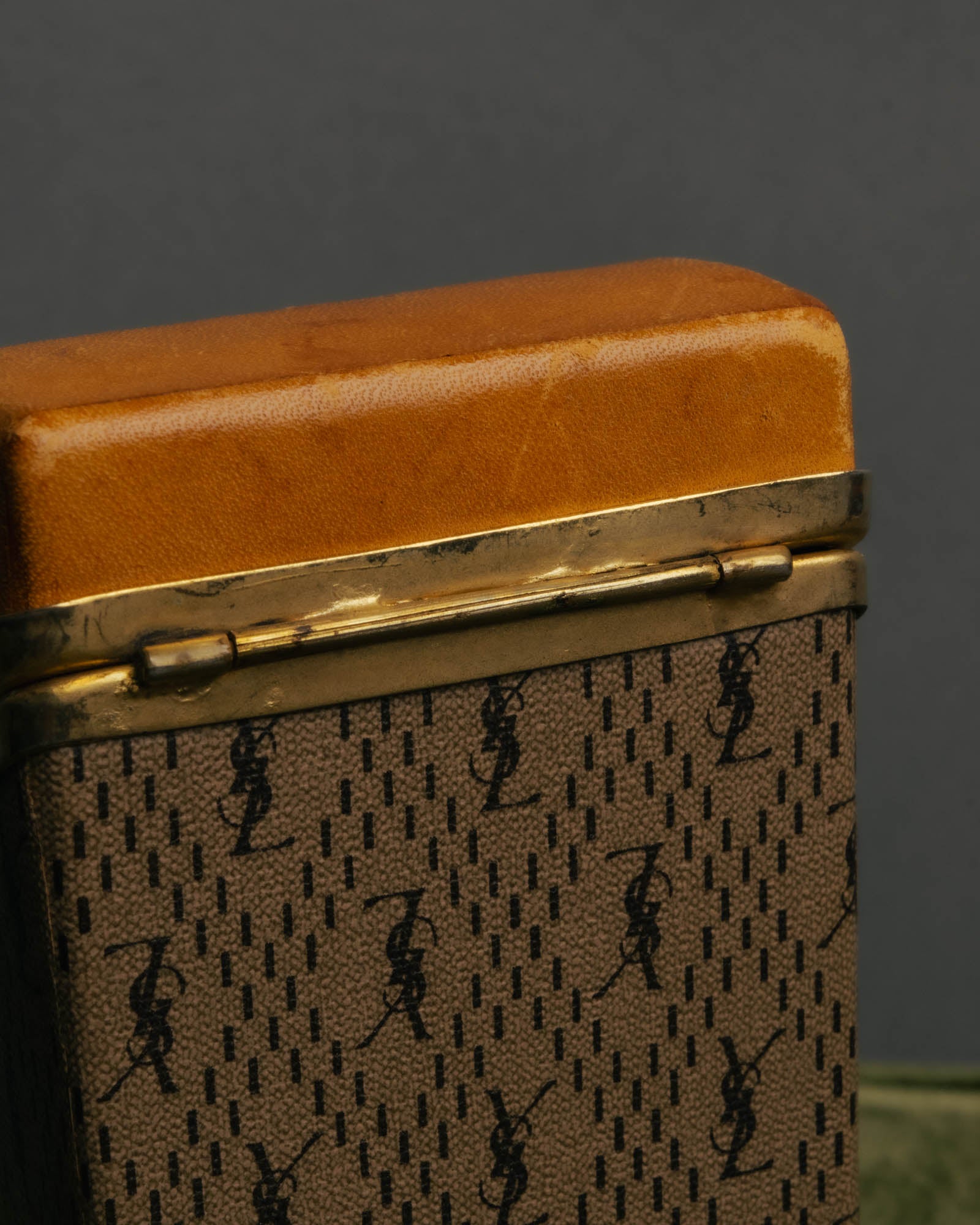 "Yves Saint Laurent" 70's-80's Vintage monogram canvas leather cigarette case