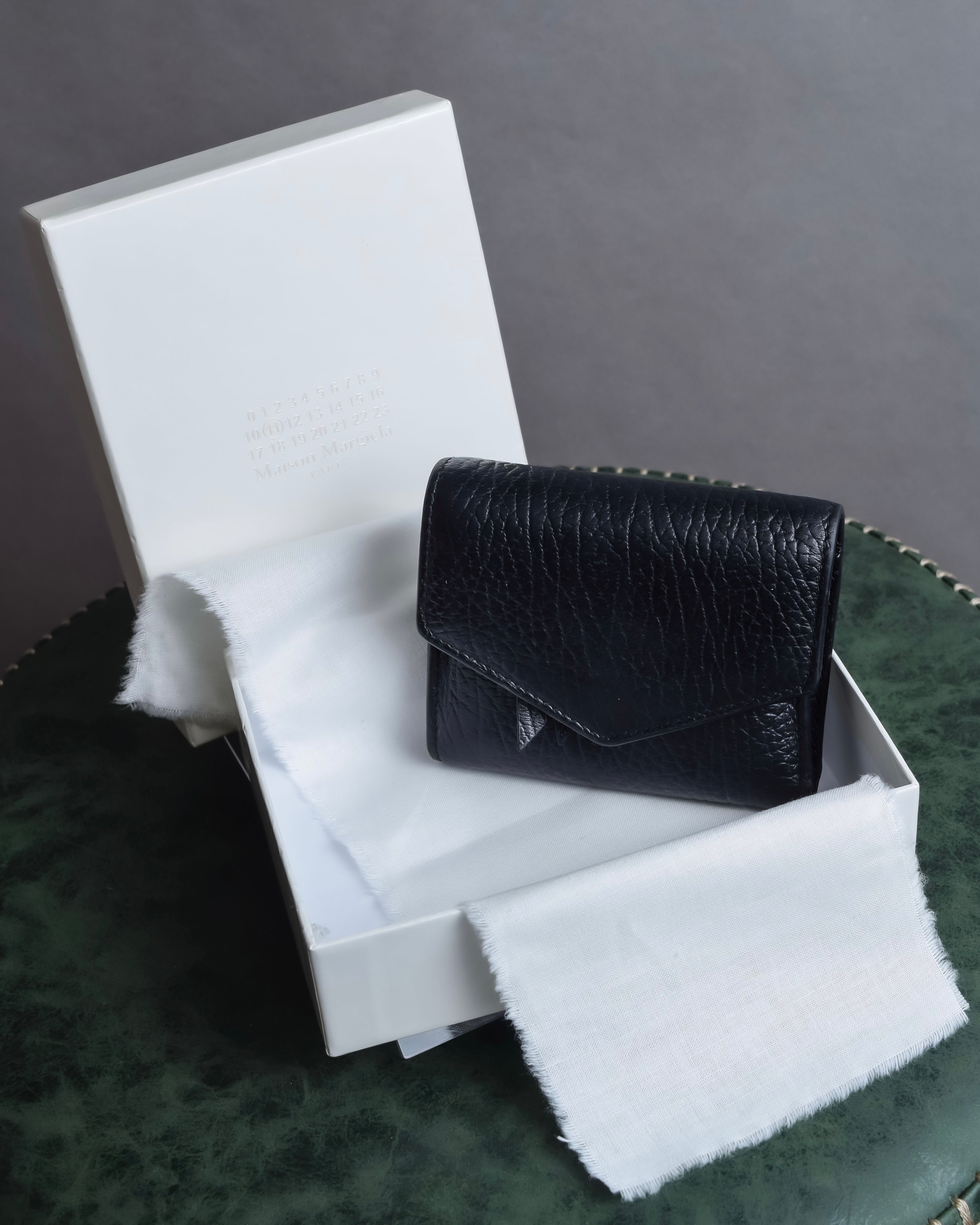 "MAISON MARGIELA" Grained leather envelope compact wallet