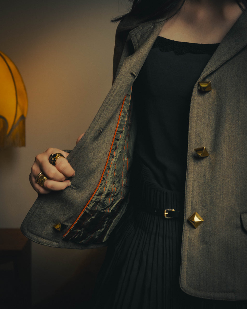 –SPECIAL– "Hermès" 70's-80's Equestrian wool tailored jacket