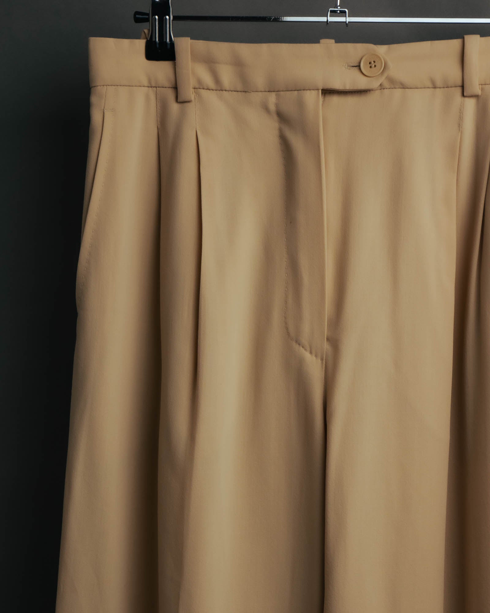 –SPECIAL– “HERMÈS” 90’s silk-lined wool wide trousers