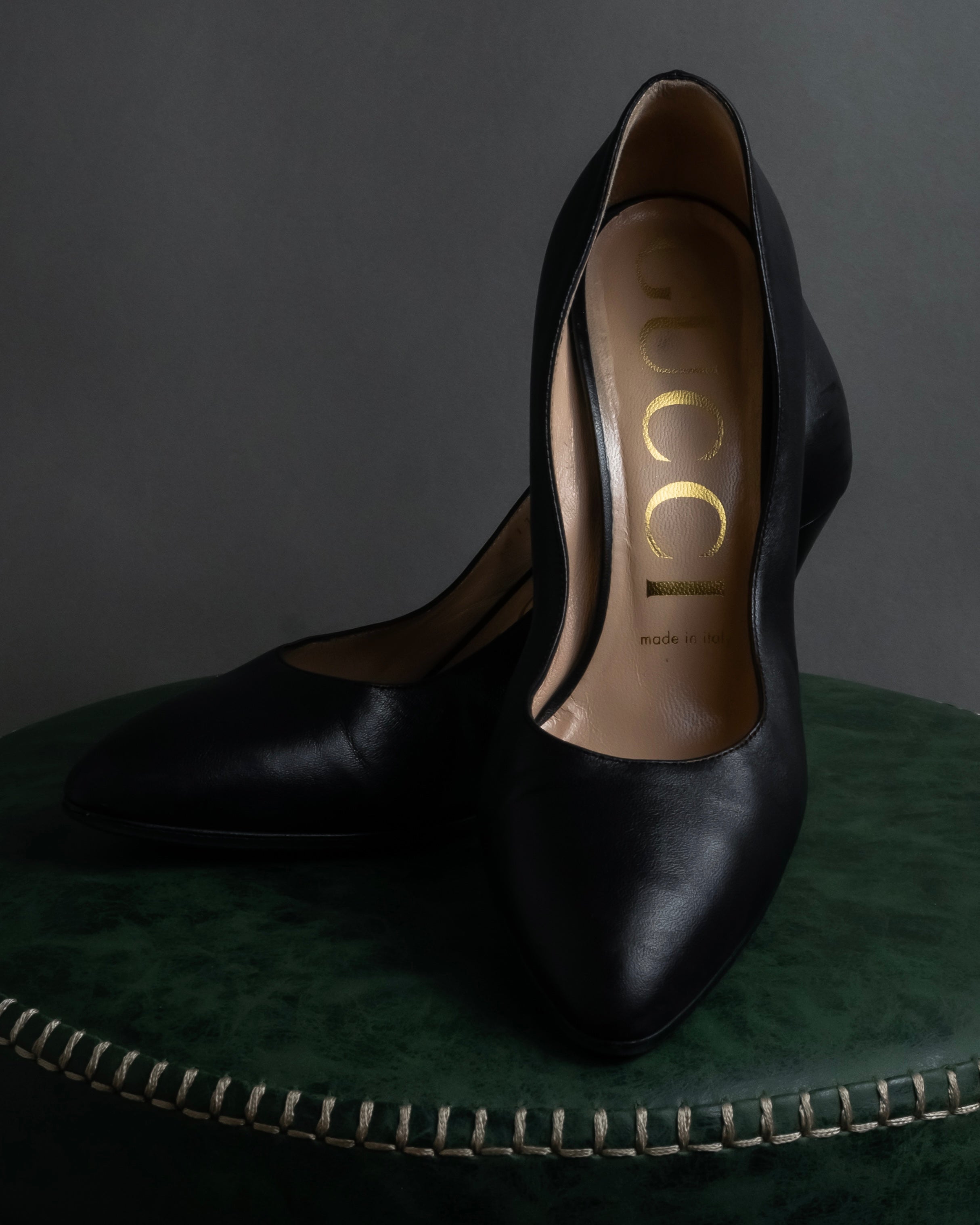 "GUCCI" Michele design ribbon crystal buckle pumps