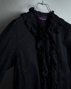 "tricot COMME des GARCONS"  80's Tiered ruffle design, dotted sheer blouse