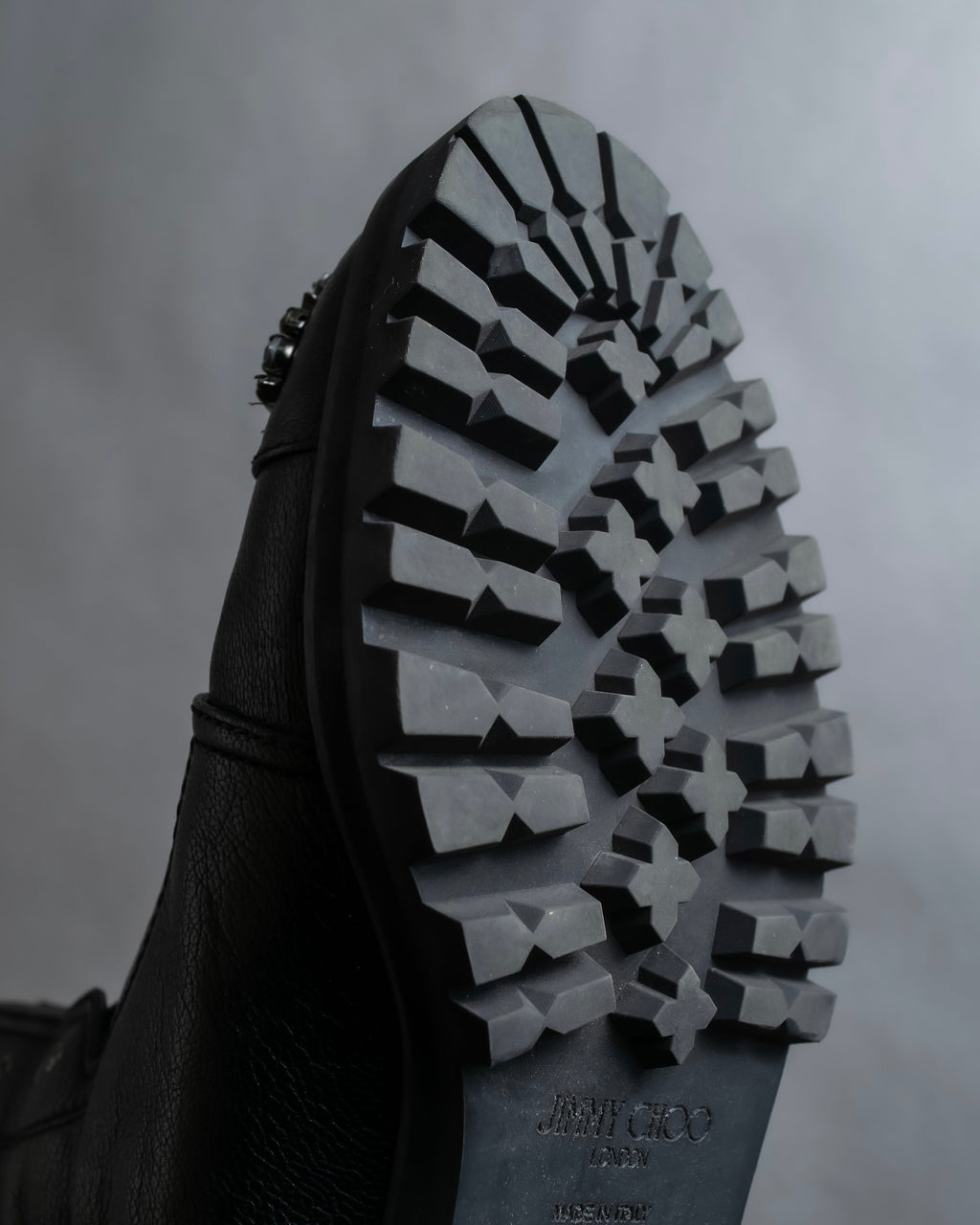 "Jimmy Choo" Bejeweled leather long boots