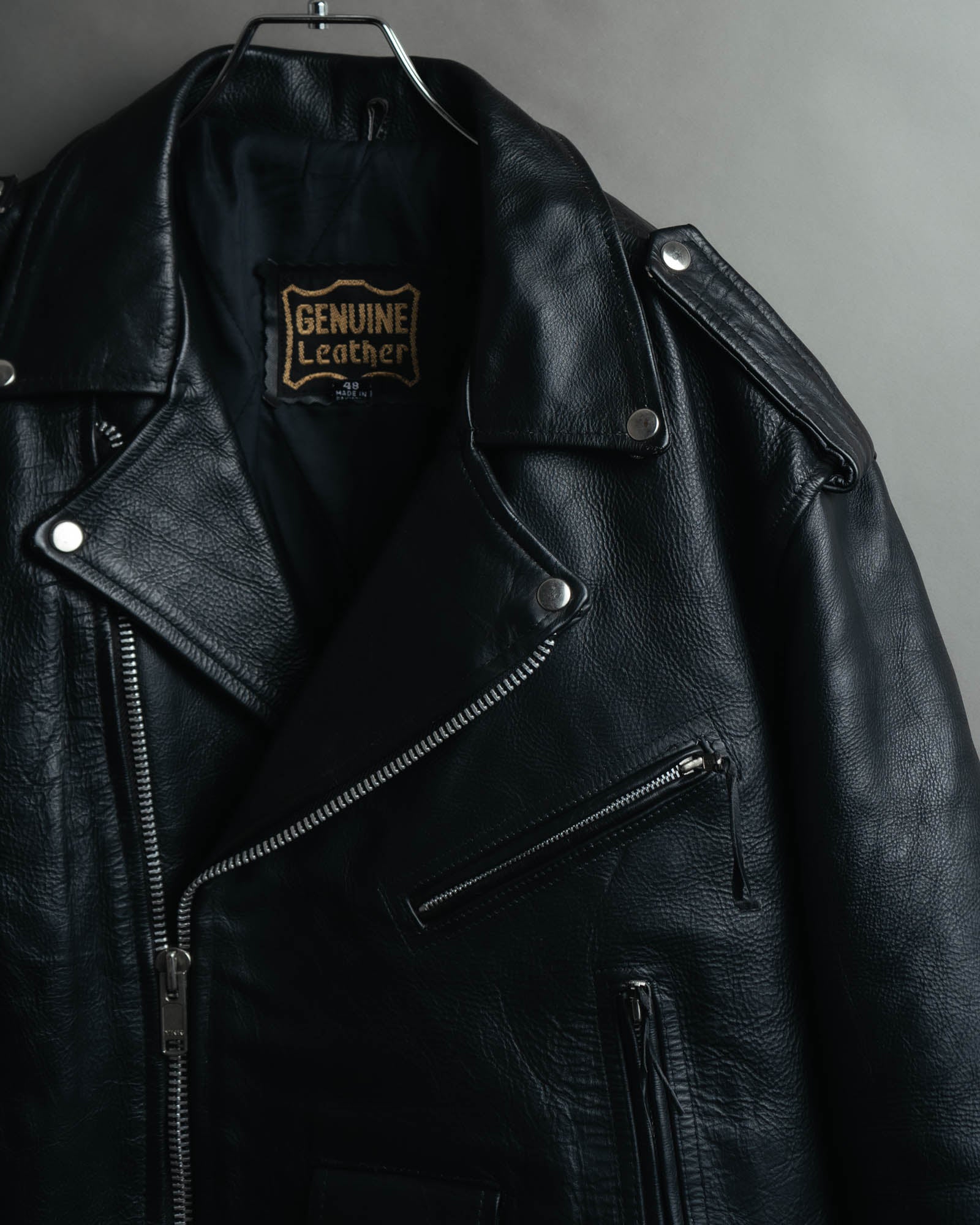 -MOOD MILLÉSIMES- 80’s-90’s heavy-grain double riders jacket