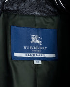 "BURBERRY" Leather switching design check tweed coat