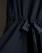 "Christian Dior" Satin ribbon waist detail hooded dress