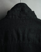 -MOOD MILLÉSIMES- 00’s black linen epaulet half-sleeve shirt by “ARMANI COLLEZIONI”