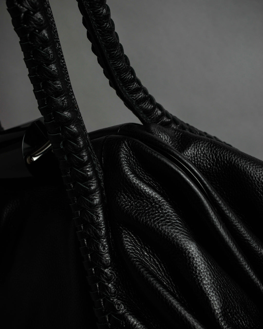 "Salvatore Ferragamo" Draping design lace-up detail leather bag