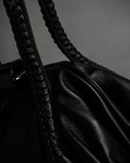 "Salvatore Ferragamo" Draping design lace-up detail leather bag