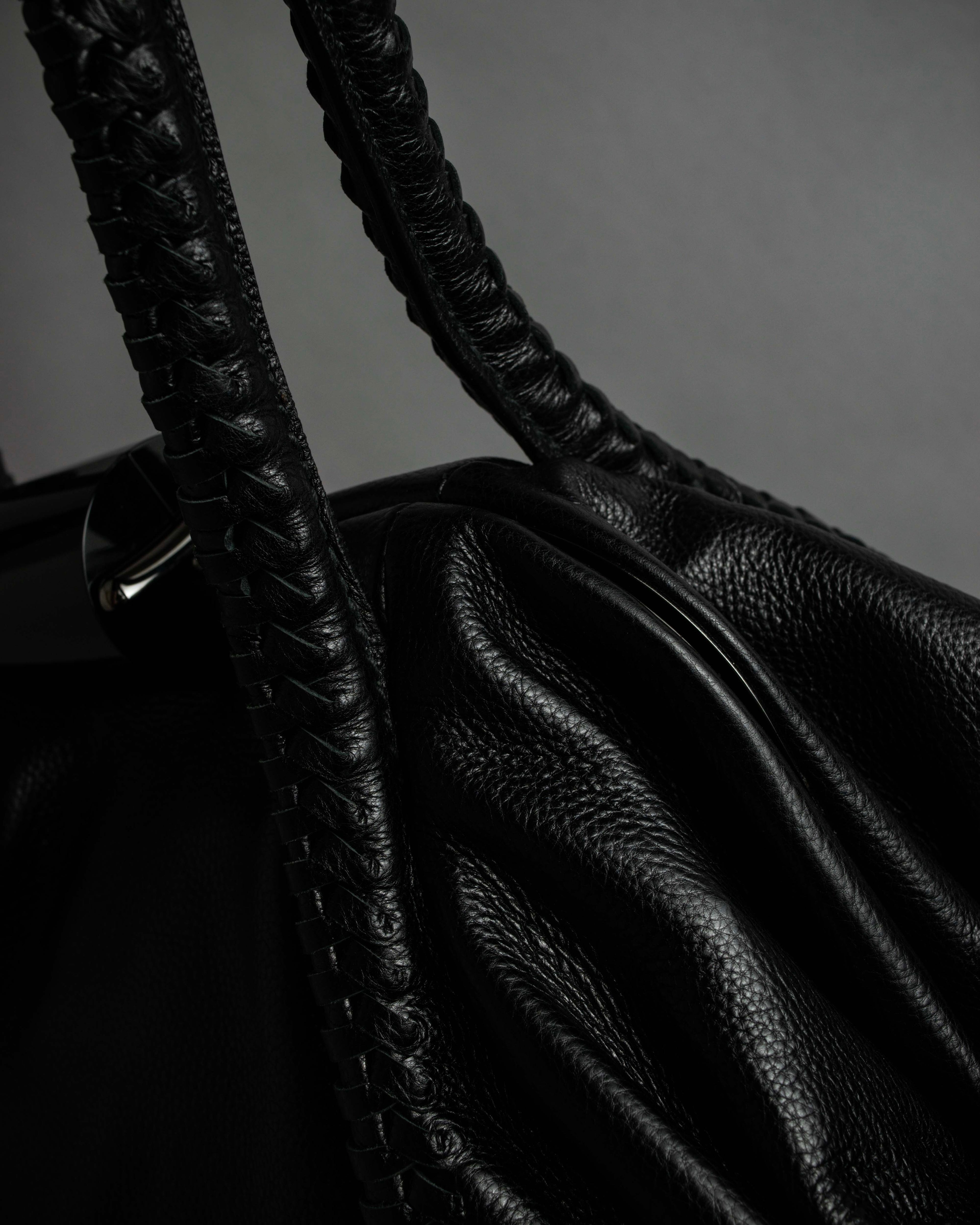 "Salvatore Ferragamo" Draping design lace-up detail leather bag
