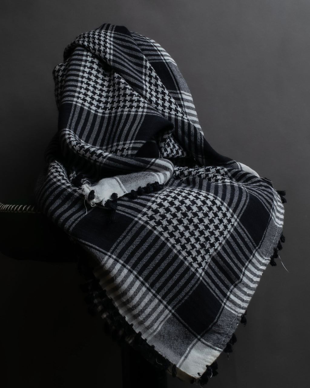 "Vintage houndstooth combination pattern large stole"