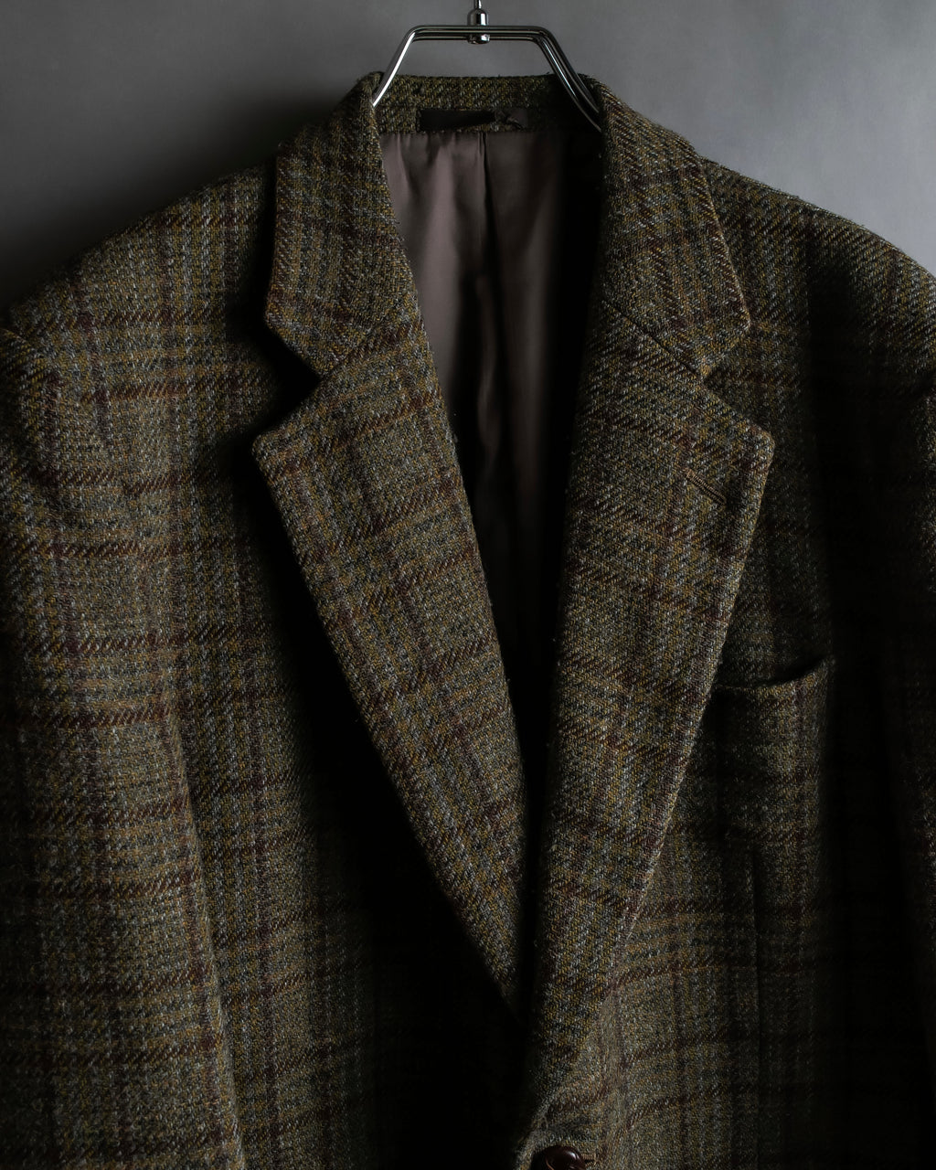 "BURBERRYS" Elbow patch design gun club check tweed jacket