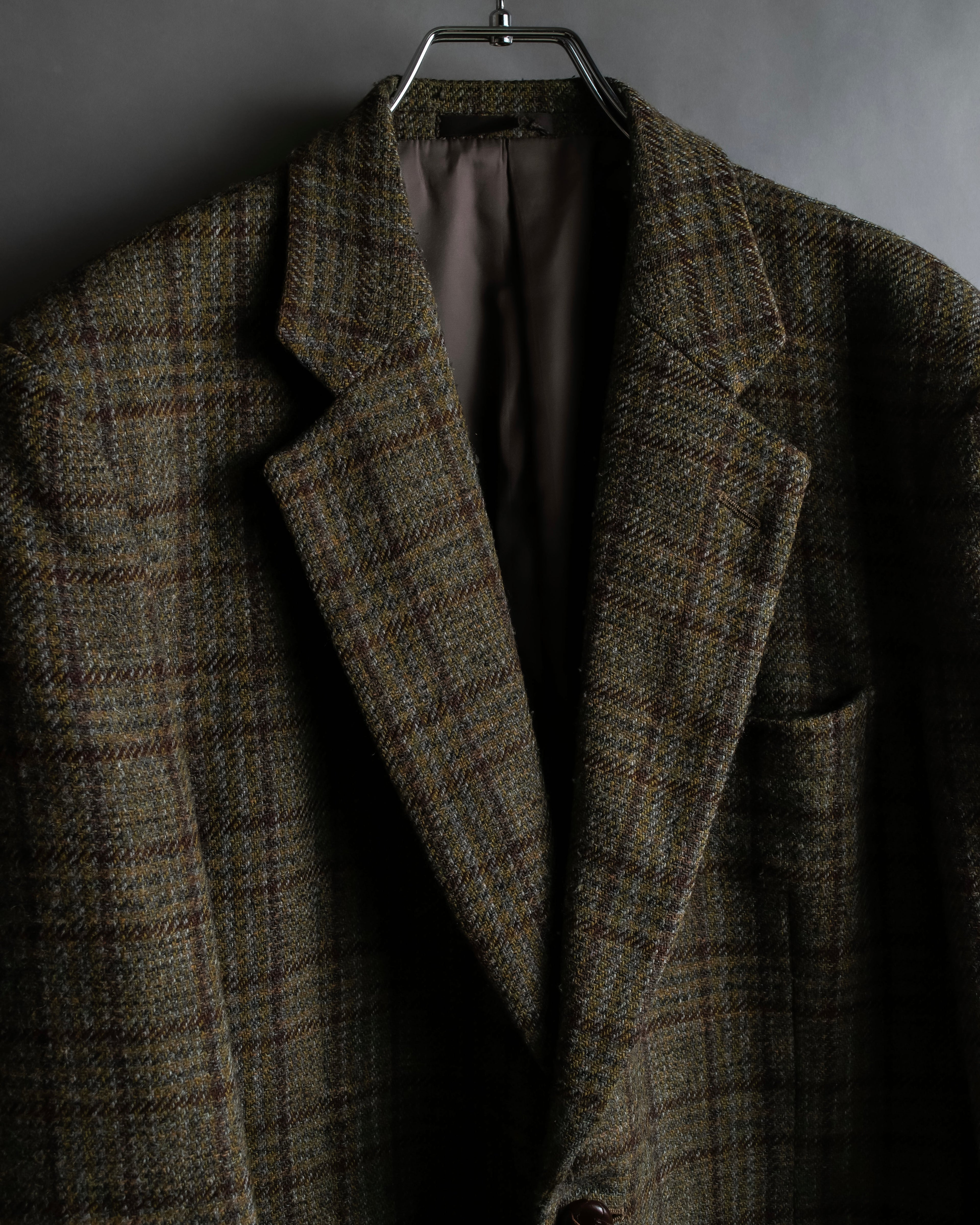"BURBERRYS" Elbow patch design gun club check tweed jacket