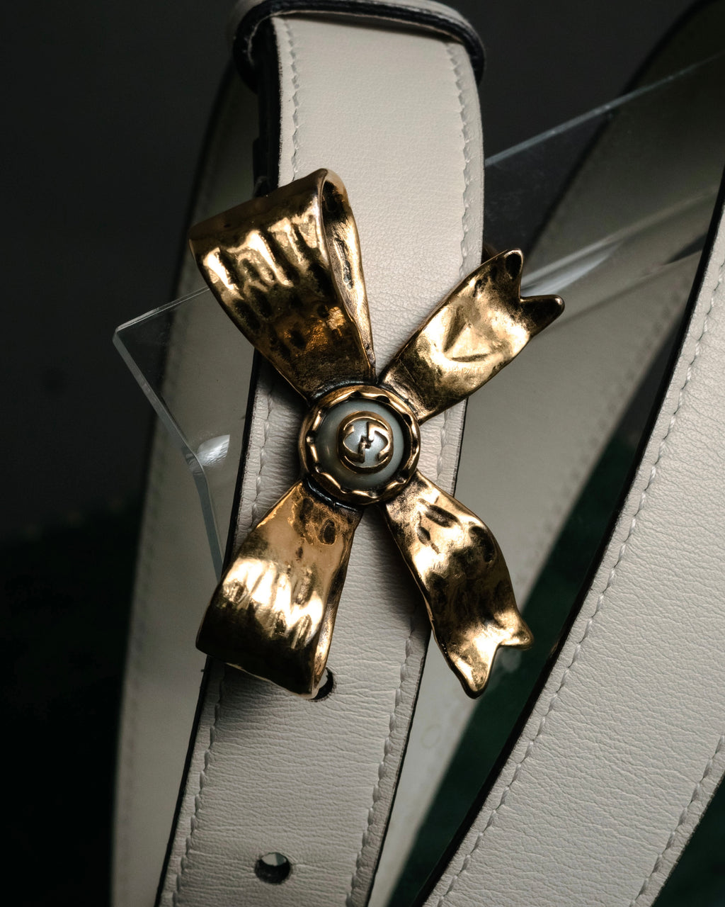 –SPECIAL– “GUCCI” Michele period Ribbon pearl embellished leather belt